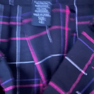 Black, pink and purple pleated plaid skirt -USED - LARGE-